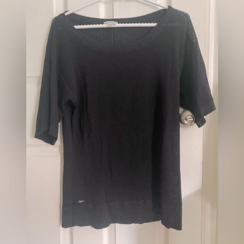 LACOSTE black crochet t shirt